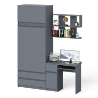 Мори Стол компьютерный МС-1 левый + Шкаф МШ900.1 + Антресоль МА900.1 + Полка 900, цвет графит, ШхГхВ 180,4х50,4х234,2 см., НЕ универс. сб.