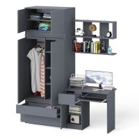 Мори Стол компьютерный МС-1 левый + Шкаф МШ900.1 + Антресоль МА900.1 + Полка 900, цвет графит, ШхГхВ 180,4х50,4х234,2 см., НЕ универс. сб.