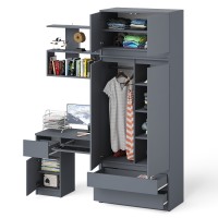 Мори Стол компьютерный МС-1 левый + Шкаф МШ900.1 + Антресоль МА900.1 + Полка 900, цвет графит, ШхГхВ 180,4х50,4х234,2 см., НЕ универс. сб.