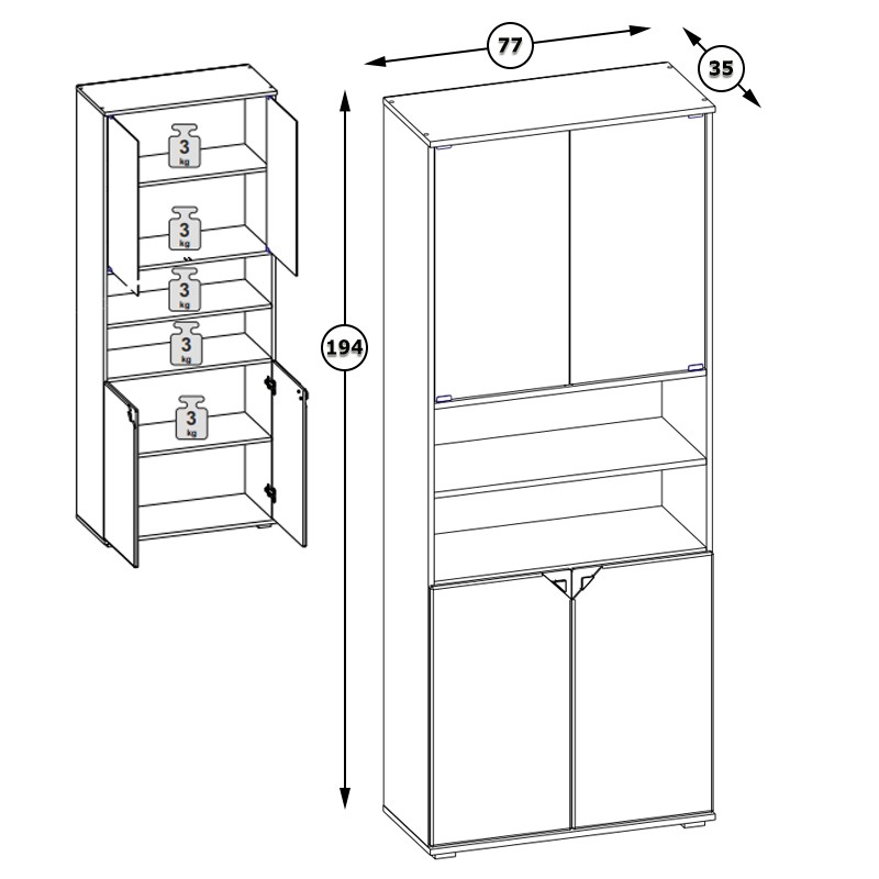 КР100 Бостон 13.156 Шкаф, цвет дуб эндгрейн элегантный/фасады МДФ милк рикамо софт, ШхГхВ 76,8х35,1х194,4 см.