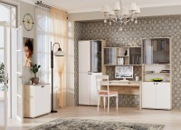 КР100 Бостон 13.156 Шкаф, цвет дуб эндгрейн элегантный/фасады МДФ милк рикамо софт, ШхГхВ 76,8х35,1х194,4 см.