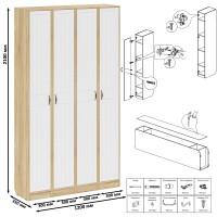 Прихожая П-6 Пенал 4 штуки, цвет дуб сонома/фасады МДФ белое дерево фрезеровка прованс, ШхГхВ 60х35х210 см., универсальная сборка