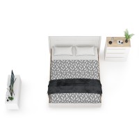 СНЯТО Муссон Кровать 11.28 + под. ортопед + Комод 13.97 + Тумба ТВ 13.277, цвет белый/чёрный/дуб эндгрейн элегантный/кожзам белый, 1600х2000 мм., б/м