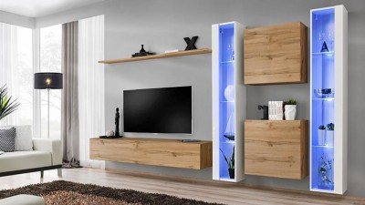 Гостиная 10 Дуб Крафт Золотой K003 / Белый Фасадный 0101
