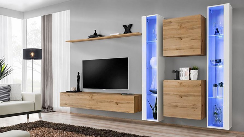 Гостиная 10 Дуб Крафт Золотой K003 / Белый Фасадный 0101