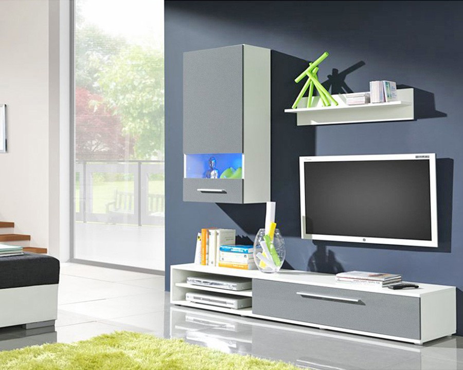 Гостиная Солюк МДФ Барит CR-01 / Белый Фасадный 0101