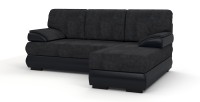 Угловой диван Фиджи велюр черный + экокожа черный