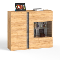 СНЯТО НСН Арчи Шкаф навесной 10.60, цвет дуб крафт золотой/камень тёмный, ШхГхВ 96,4х30,1х82 см., подсветка за стеклом по торцу полки, ун. сборка