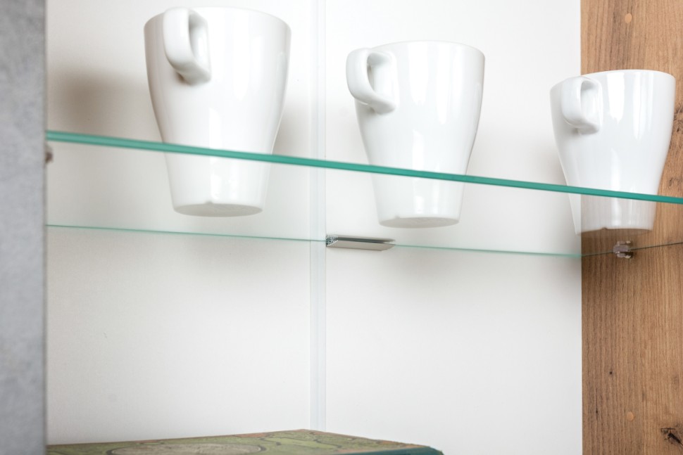 СНЯТО НСН Арчи Шкаф навесной 10.60, цвет дуб крафт золотой/камень тёмный, ШхГхВ 96,4х30,1х82 см., подсветка за стеклом по торцу полки, ун. сборка