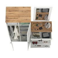 Остин Прихожая 34, цвет белый шагрень/дуб крафт золотой, ШхГхВ 160х54,3х229,6 см., универсальная сборка