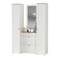 Остин Прихожая 34, цвет белый шагрень/дуб крафт золотой, ШхГхВ 160х54,3х229,6 см., универсальная сборка