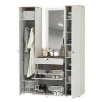 Остин Прихожая 34, цвет белый шагрень/дуб крафт золотой, ШхГхВ 160х54,3х229,6 см., универсальная сборка