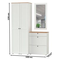 Остин Прихожая 34, цвет белый шагрень/дуб крафт золотой, ШхГхВ 160х54,3х229,6 см., универсальная сборка