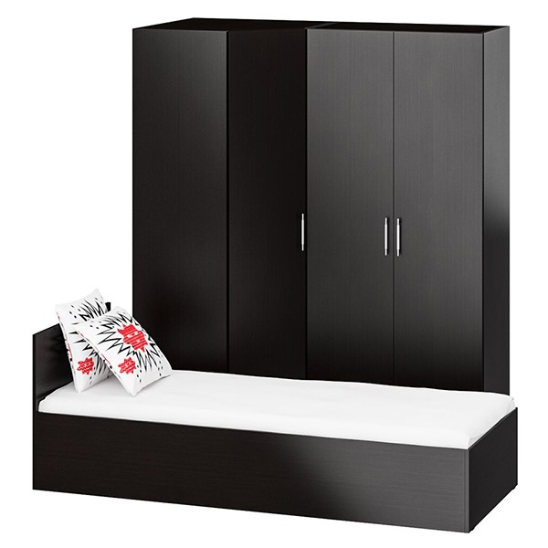 Спальня Стандарт 2-0800, цвет венге, ШхГхВ 83,5х203,5х70 + 171,2х81,2х200 см., сп.м. 800х2000 мм., без матраса, основание есть