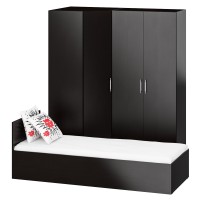 Спальня Стандарт 2-0800, цвет венге, ШхГхВ 83,5х203,5х70 + 171,2х81,2х200 см., сп.м. 800х2000 мм., без матраса, основание есть