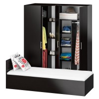 Спальня Стандарт 2-0800, цвет венге, ШхГхВ 83,5х203,5х70 + 171,2х81,2х200 см., сп.м. 800х2000 мм., без матраса, основание есть