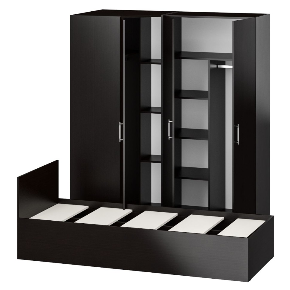 Спальня Стандарт 2-0800, цвет венге, ШхГхВ 83,5х203,5х70 + 171,2х81,2х200 см., сп.м. 800х2000 мм., без матраса, основание есть