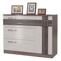 СНЯТО Презент 4-4419бод.тем/св.МДФ Комод с дверкой и тремя ящиками, цвет бодега тёмный/бодега светлый, 110х46х84 см.