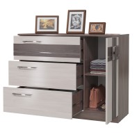 СНЯТО Презент 4-4419бод.тем/св.МДФ Комод с дверкой и тремя ящиками, цвет бодега тёмный/бодега светлый, 110х46х84 см.