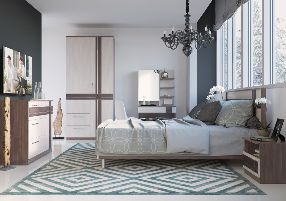 СНЯТО Презент 4-4419бод.тем/св.МДФ Комод с дверкой и тремя ящиками, цвет бодега тёмный/бодега светлый, 110х46х84 см.