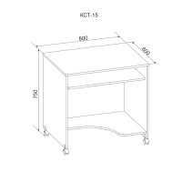 Стол компьютерный Сокол КСТ-15, цвет дуб сонома, ШхГхВ 80х60х77 см., стол компьютерный на поворотных колёсиках