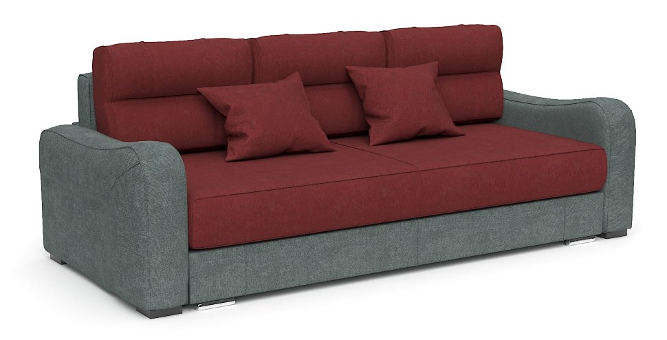 Диван еврокнижка Вендор красный+серый велюр