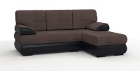 Угловой диван Фиджи рогожка коричневый + экокожа черный