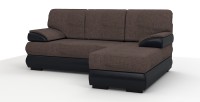 Угловой диван Фиджи рогожка коричневый + экокожа черный