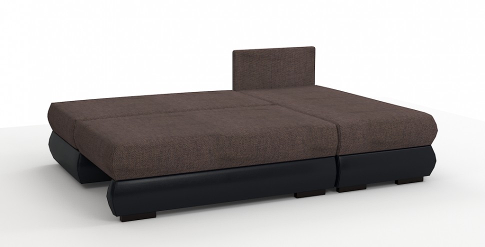 Угловой диван Фиджи рогожка коричневый + экокожа черный