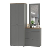 Остин Прихожая 34, цвет серый графит/дуб крафт золотой, ШхГхВ 160х54,3х229,6 см., универсальная сборка