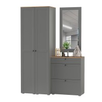 Остин Прихожая 34, цвет серый графит/дуб крафт золотой, ШхГхВ 160х54,3х229,6 см., универсальная сборка