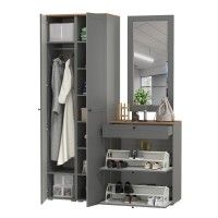 Остин Прихожая 34, цвет серый графит/дуб крафт золотой, ШхГхВ 160х54,3х229,6 см., универсальная сборка