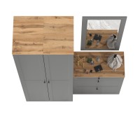 Остин Прихожая 34, цвет серый графит/дуб крафт золотой, ШхГхВ 160х54,3х229,6 см., универсальная сборка