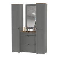 Остин Прихожая 34, цвет серый графит/дуб крафт золотой, ШхГхВ 160х54,3х229,6 см., универсальная сборка