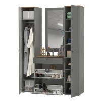 Остин Прихожая 34, цвет серый графит/дуб крафт золотой, ШхГхВ 160х54,3х229,6 см., универсальная сборка