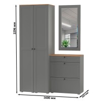 Остин Прихожая 34, цвет серый графит/дуб крафт золотой, ШхГхВ 160х54,3х229,6 см., универсальная сборка