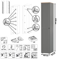 Остин Прихожая 34, цвет серый графит/дуб крафт золотой, ШхГхВ 160х54,3х229,6 см., универсальная сборка