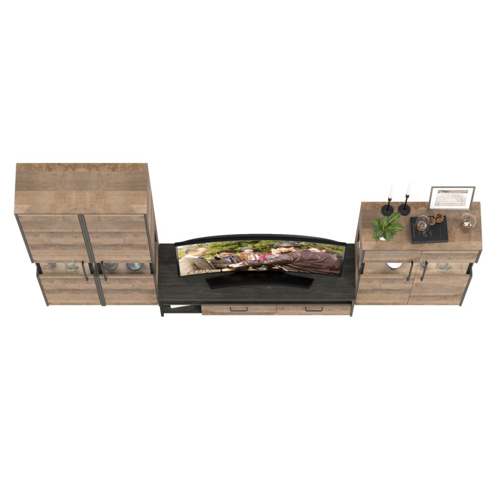 Трувор Гостиная 040, цвет дуб гранж песочный/интра, ШхГхВ 325,2х45,4х210 см., универсальная сборка