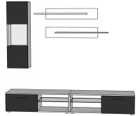 Гостиная 11 МДФ (черная) / Белый Фасадный 0101