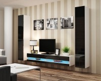 Гостиная Виго нью 4 МДФ (черная) / Белый Фасадный 0101