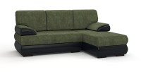 Угловой диван Фиджи велюр зеленый + экокожа черный