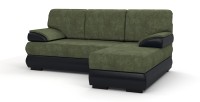 Угловой диван Фиджи велюр зеленый + экокожа черный