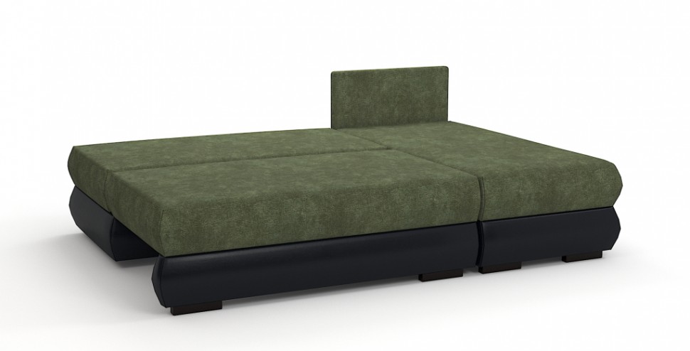 Угловой диван Фиджи велюр зеленый + экокожа черный