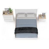 Муссон Кровать 11.28 + подъёмный ортопед + Тумба 16.03 + Комод 13.97, цвет белый/дуб эндгрейн элегантный/кожзам белый, сп. м. 1600х2000 мм., б/м