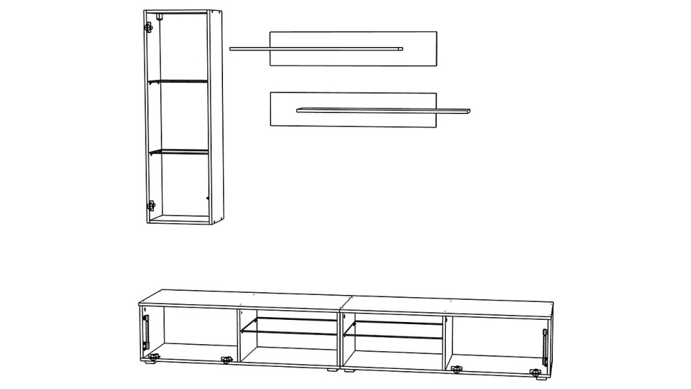 Гостиная 11 Черный 0190 / Белый Фасадный 0101