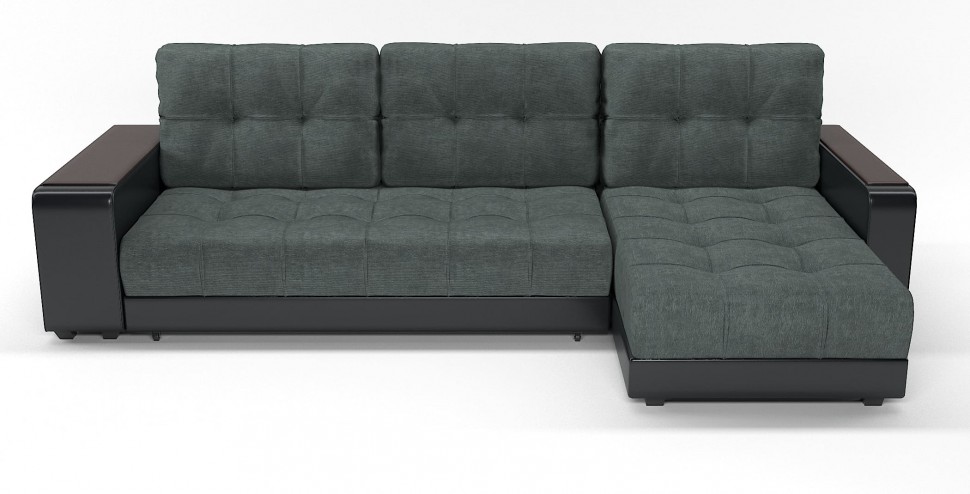 Диван угловой Милан еврокнижка серый велюр+черная экокожа