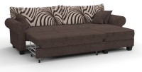 Диван угловой Милфорд Люкс рогожка коричневый+узор