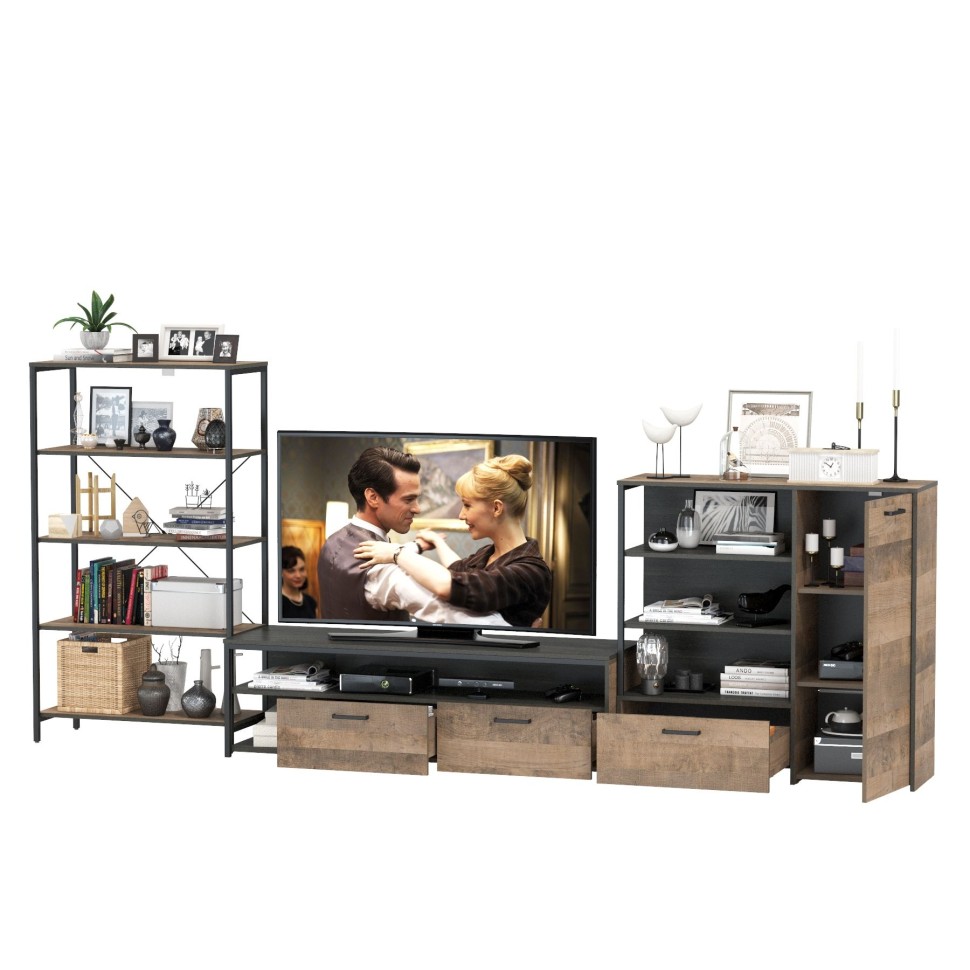 Трувор Гостиная 042, цвет дуб гранж песочный/интра, ШхГхВ 341,6х45,4х210 см., универсальная сборка