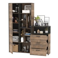 Трувор 13.206 Шкаф-стеллаж + 13.307.02 Комод с ящиками, цвет дуб гранж песочный/интра, ШхГхВ 159х37х194,2 см., универсальная сборка