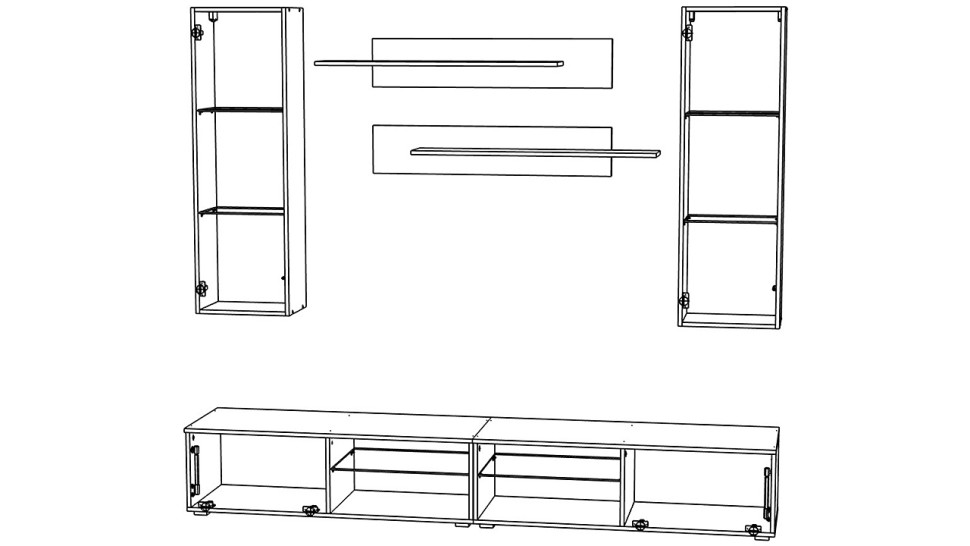 Гостиная 12 МДФ (черная) / Белый Фасадный 0101